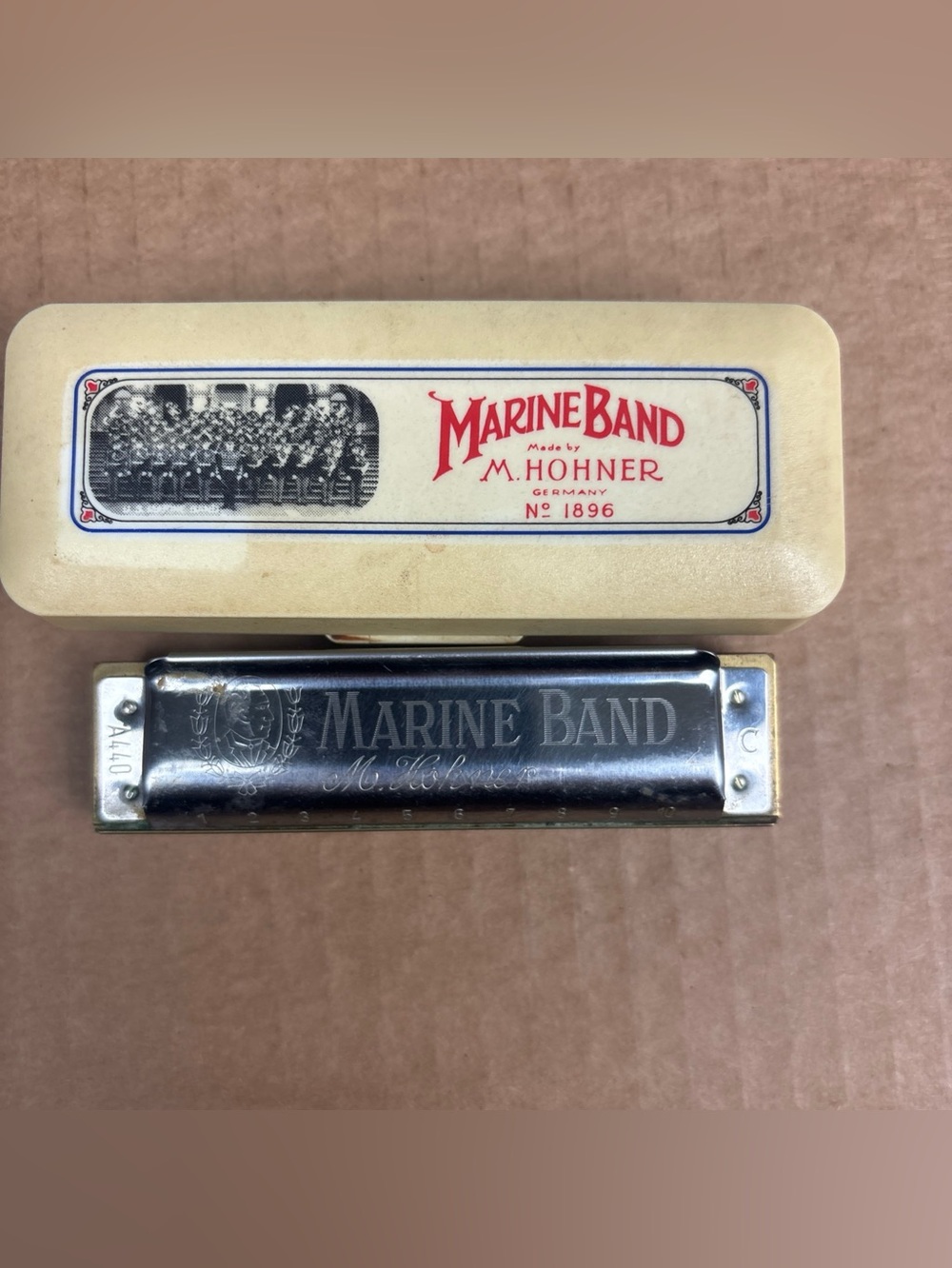M Hohner Marine Band 1896 Key of C Harmonica Germany with Box Musical Instrument